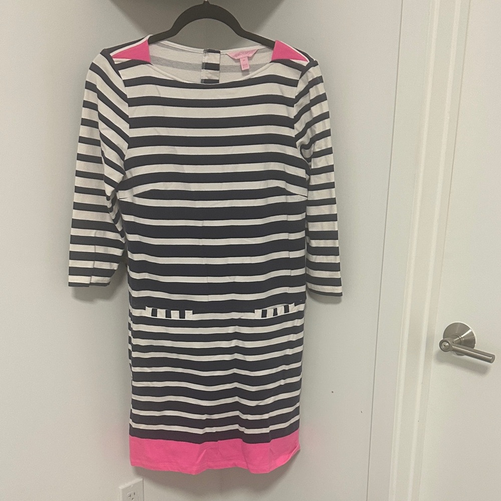 Lilly Pulitzer Navy and Pink Striped Kids Dress